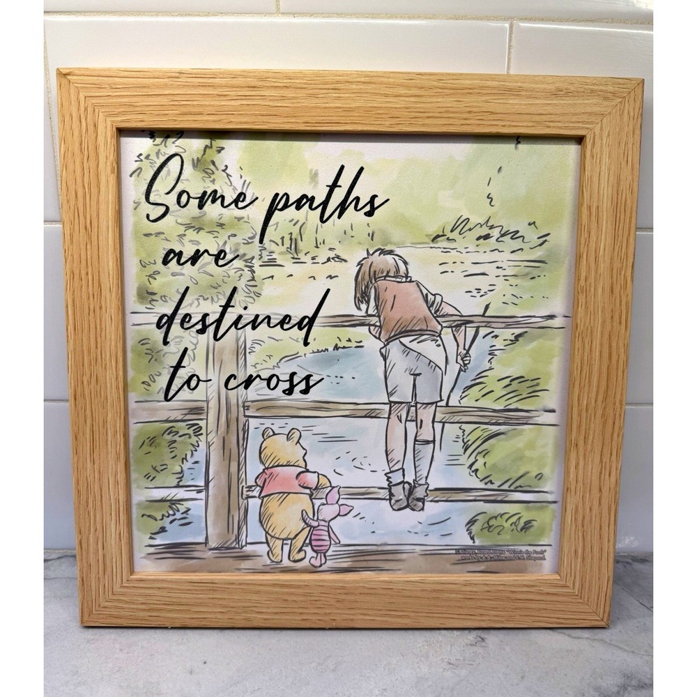 Disney Winnie the Pooh & Christopher Robin Framed Wall Art Sign "Paths Cross"